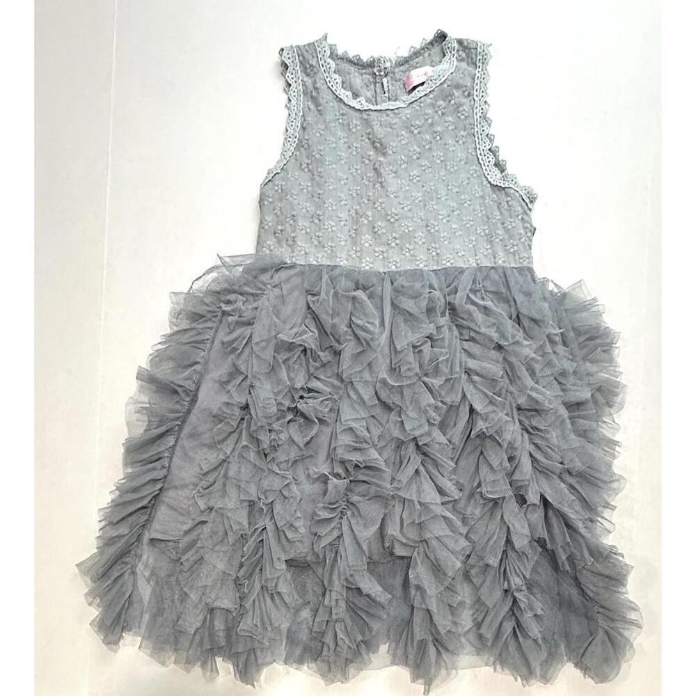 Hudiehua Girls Tutu Dress Tulle Sleeveless Floral Lace Gray Size 130 cm US 8 - Picture 6 of 14
